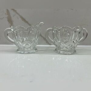 Vintage LE Smith Moon and Stars Clear Glass Sugar and Creamer Set